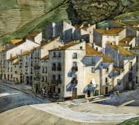 'A Southern Town' Charles Rennie Macintosh, 1924 painted on his trip, with wife Margaret, at the end of his life to the Languedoc-Roussilon area of France.