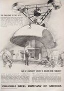 Arthur Lidov’s 1960s illustration for Crucible Steel of America’s concept dome house.