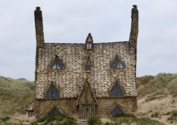 Shell Cottage - the home of Bill Weasley and Fleur Delacour temporarily erected in 2009 on the dunes overlooking the Pembrokeshire coastline in Wales.
