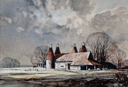 ’Old Oast Houses, Chiddingstone, Kent’ by Rowland Hilder (1905 - 1993)