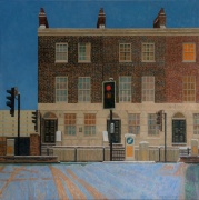 Georgian Terraced Houses depicted in 'Commercial Road In The Snow' 2003 by Doreen Fletcher