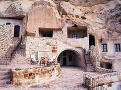 700 year old rock homes at the base of Mt. Sahand, Kandovan, Iran.