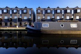 Prefabricated terraced houses by Urban Splash at New Islington, On the Rochdale Canal Manchester.