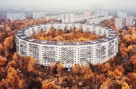 The Bublik building, Moscow was constructed in 1972 by Soviet architect Eugene Stamo and engineer Aleksandr Markelov as athletes housing for the 1980 Olympics.