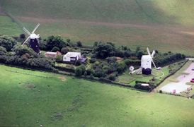 The ‘Jack’ and ‘Jill’ twin windmills at Clayton, in the South Downs in Sussex.