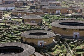 Tulou houses, Chinese rural dwellings unique to the mountainous Hakka region of Fujian, China