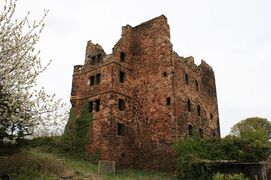 ’RedhouseCastle’ in East Lothian, Scotland is a late 16th century peel tower house which was extended in the 17th century and is now roofless and in ruins.