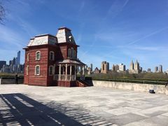 'Transitional Object (PsychoBarn)' - British artist Cornelia Parker's 2016 recreation of the house from Psycho on the roof of the Metropolitan Museum of Art in New York