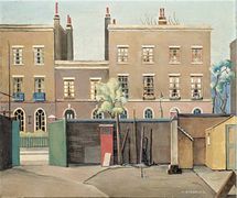 Georgian Terraced Houses depicted in 'Coborn Street, Bow' by Harold Steggles of The 'East London Group'